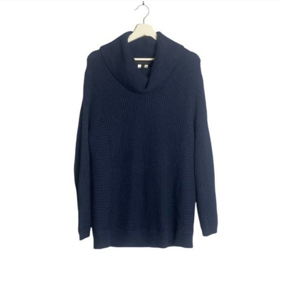 BCBG Maxazria Sandra heather blue cowl neck sweater sz M/L navy - Picture 2 of 4